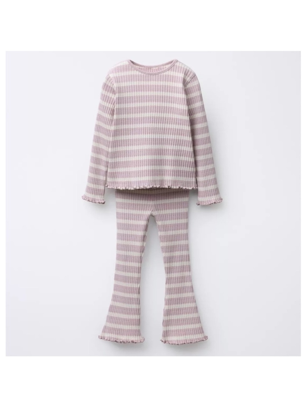 ZARA RIBBED FLARE LEGGINGS AND T-SHIRT SET